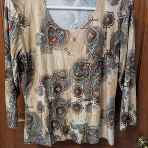 Women's Brown 3/4 sleeve top -- Large